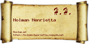 Holman Henrietta névjegykártya